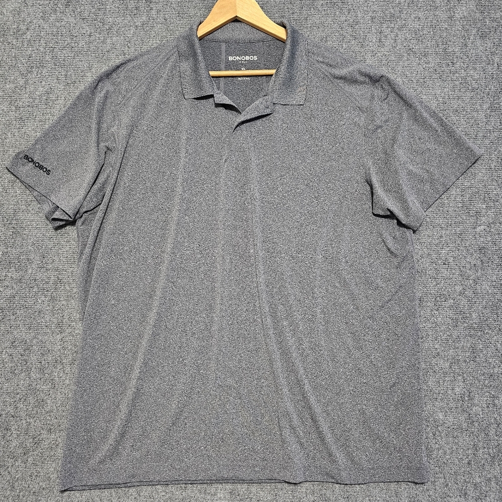Bonobos Golf Men's XL Standard Fit Short Sleeve Polo Shirt Gray Performance Peru